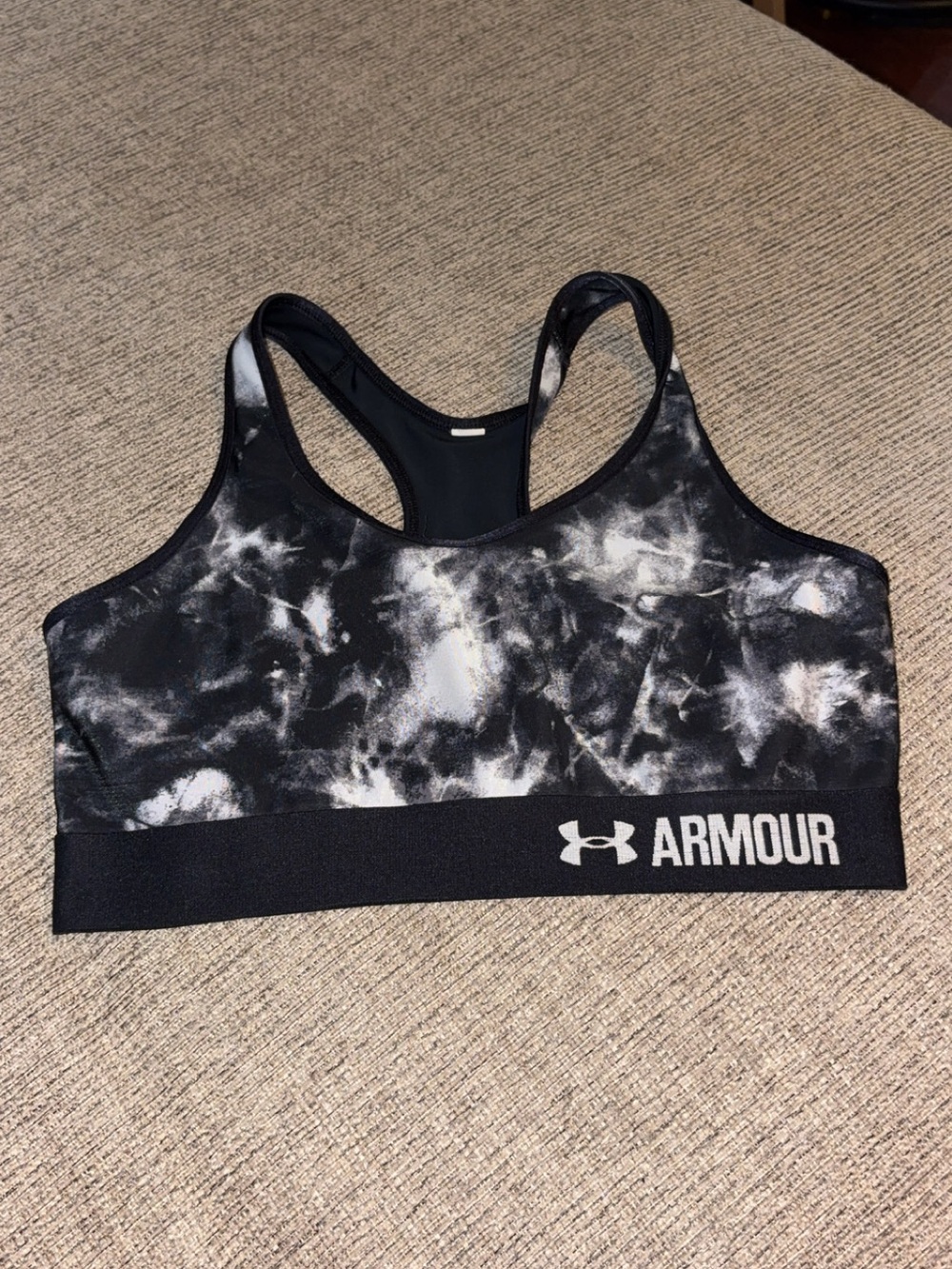 Under Armour Black & White Tie-Dye Racerback Sports Bra